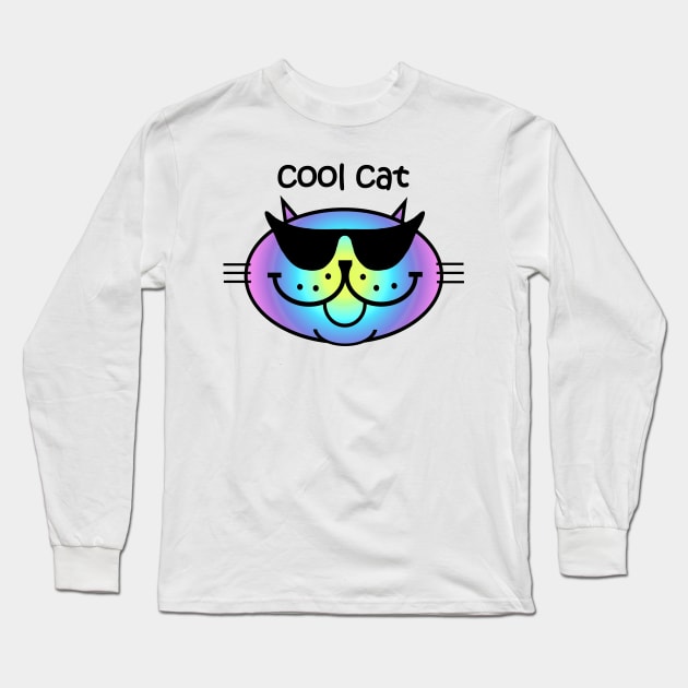 COOL CAT 2 - Dark Rainbow Long Sleeve T-Shirt by RawSunArt